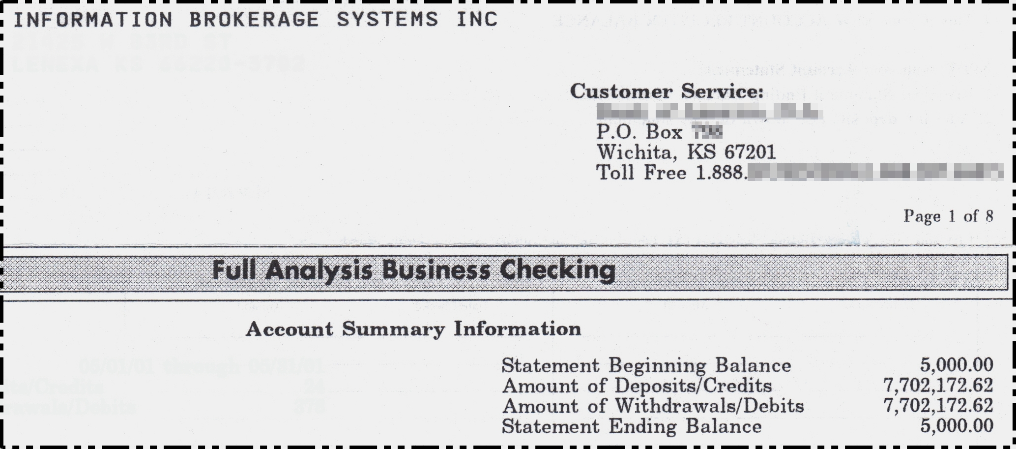 $7.7m Bank Statement