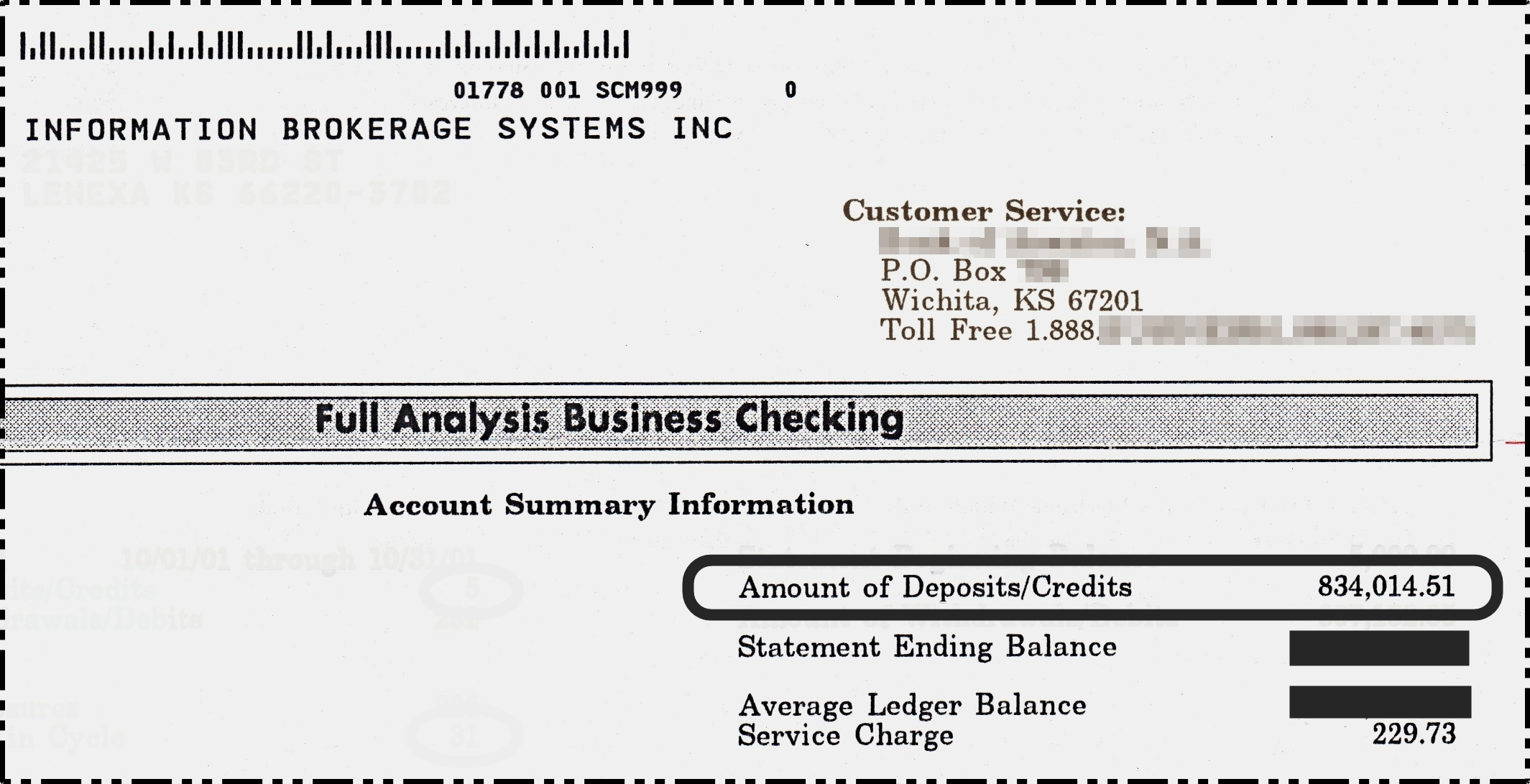 $834,014.51 Bank Statement